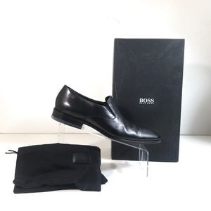 Hugo Boss Men Black Leather Slip On Loafers 7 US 8